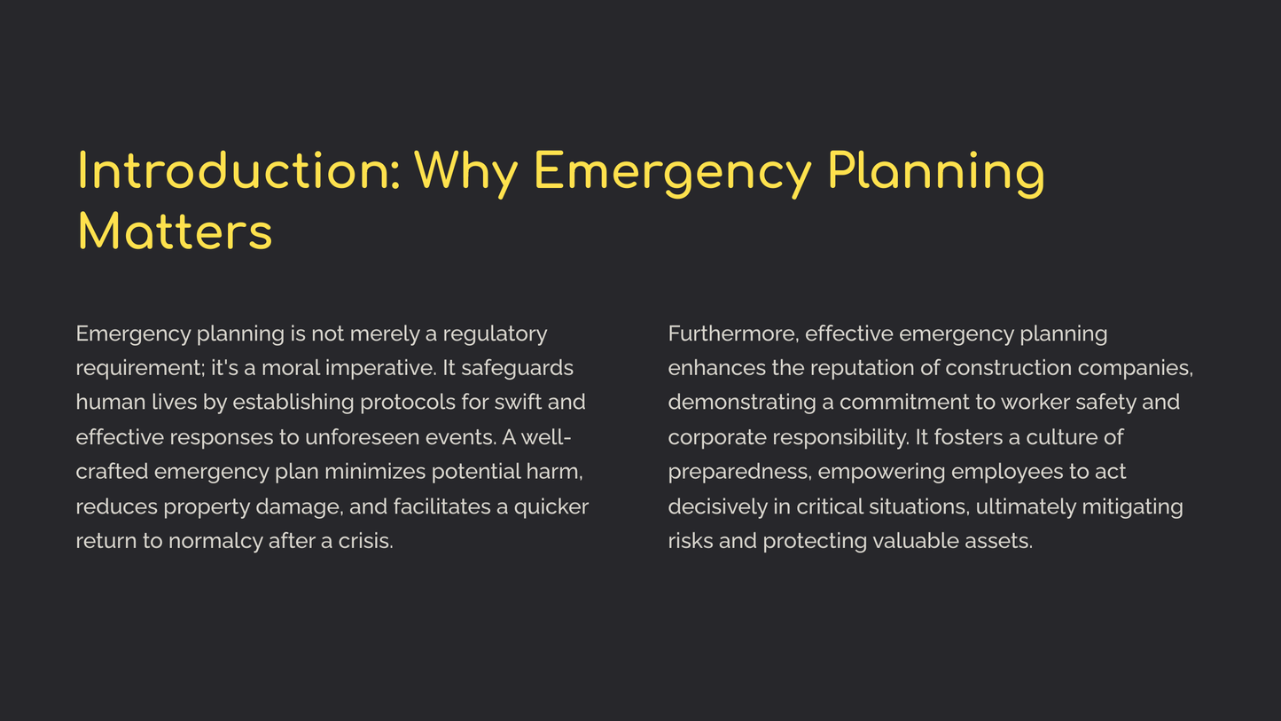 Emergency Planning in Construction Sites: A Comprehensive Guide (Power Point Download)