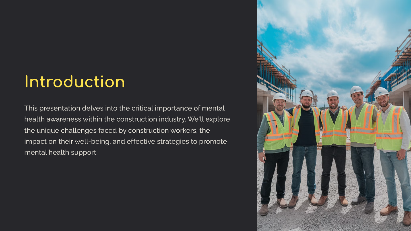 Mental Health Awareness for Construction Workers (Power Point Download)