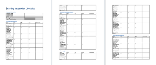 Blasting Inspection Checklist (Word Format Downlaod)