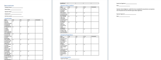 Boom Lift Permit/Inspection Template (Word Format Download)