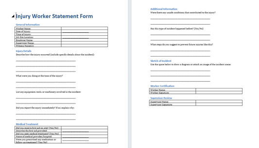 Injury Worker Statement Form (Word Format Download)