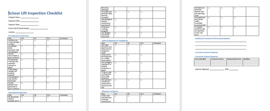 Scissor Lift Inspection Template (Word Format Download)